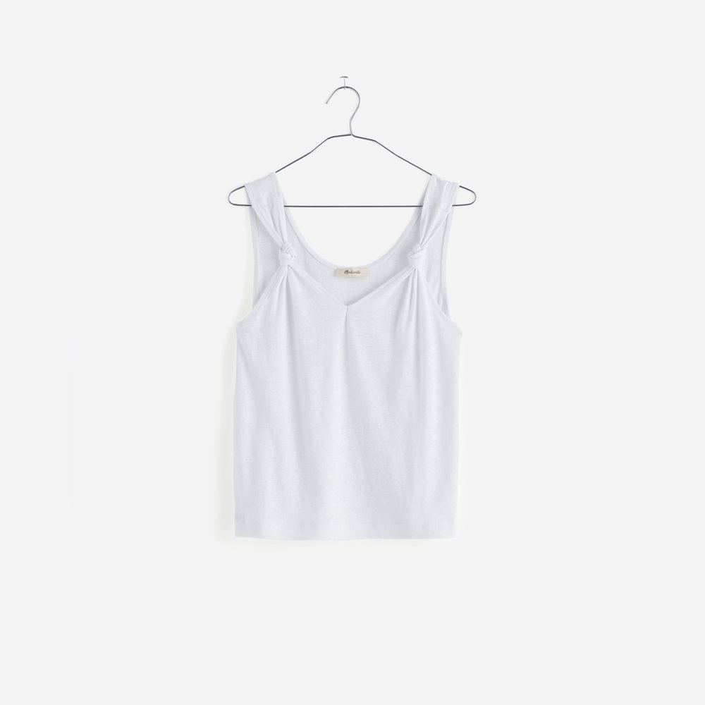 Madewell Womens Linen Blend Knotted-Strap Tank NR363 Size Small In White NWT
